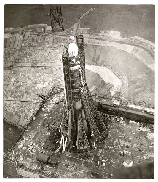 Soyuz 10 on Launch Pad. Original photography.