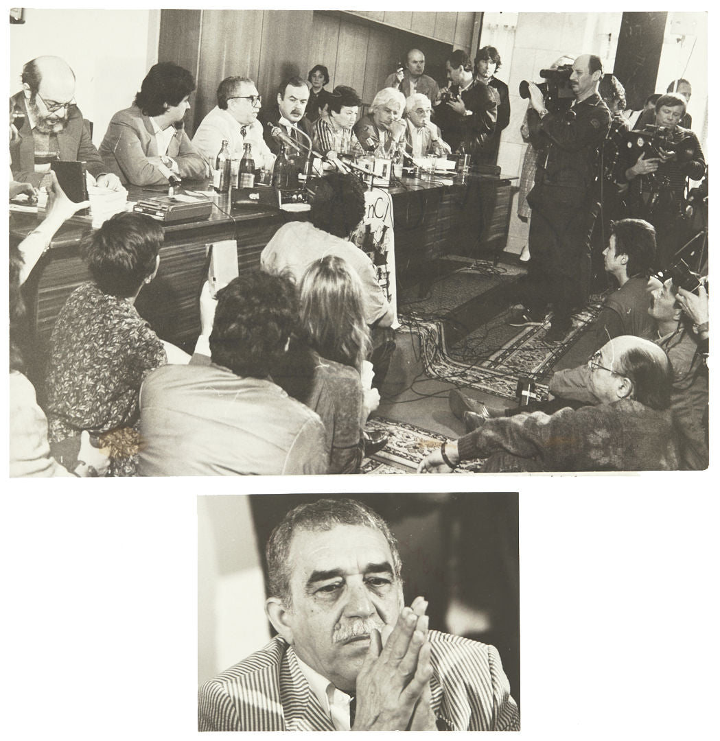 Gabriel Garcia Marquez in Moscow. Two signed and inscribed photos.