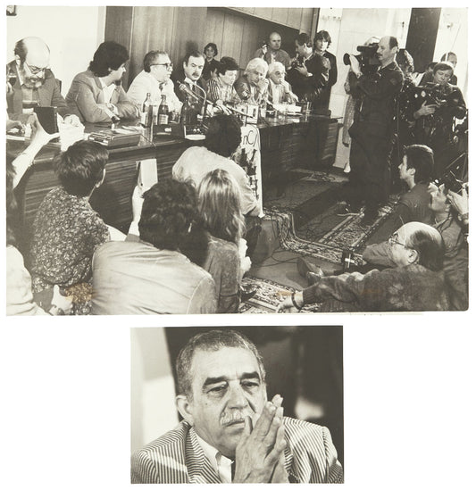 Gabriel Garcia Marquez in Moscow. Two signed and inscribed photos.