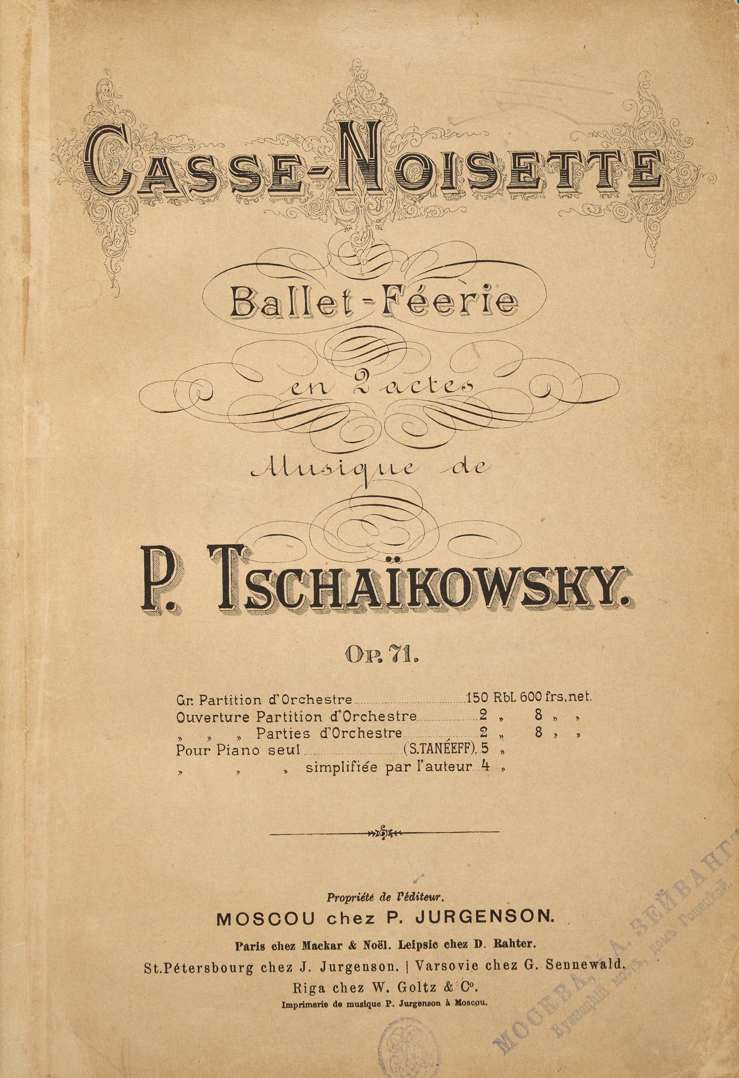 The Nutcracker. The piano reduction score by Sergei Taneyev.