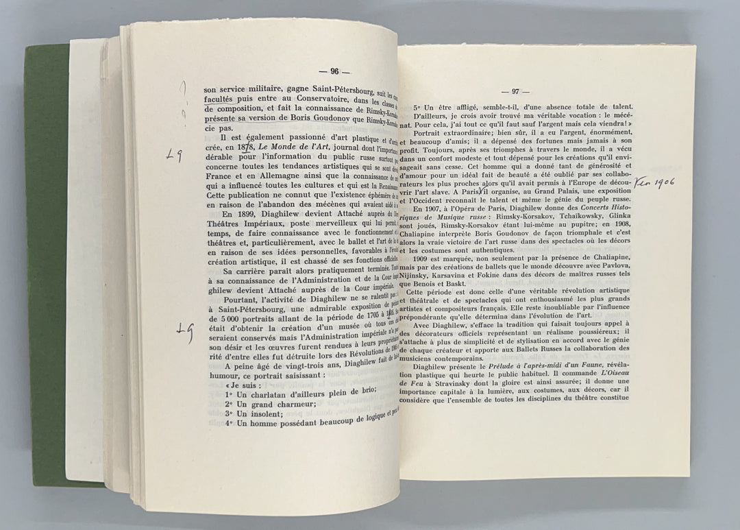 Académie des Beaux-Arts. Signed and inscribed by Serge Lifar.