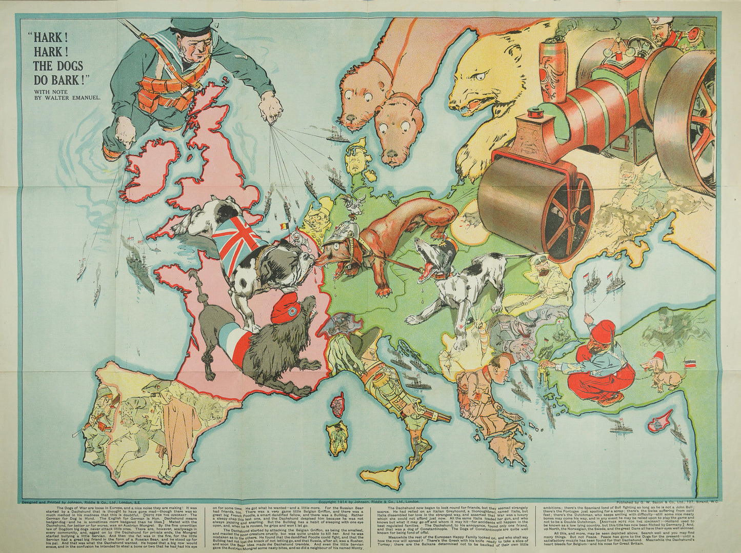 Hark! Hark! The Dogs do Bark! Serio-Comique Map of Europe at War.