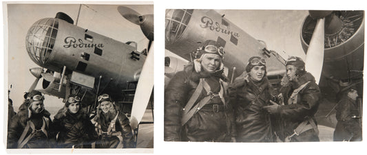 Two photographs of Soviet female aviators.