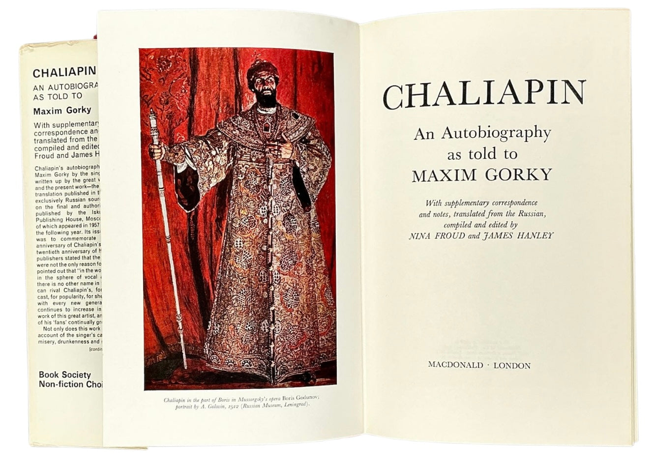 Chaliapin: An Autobiography as told to Maxim Gorky. First British edition.