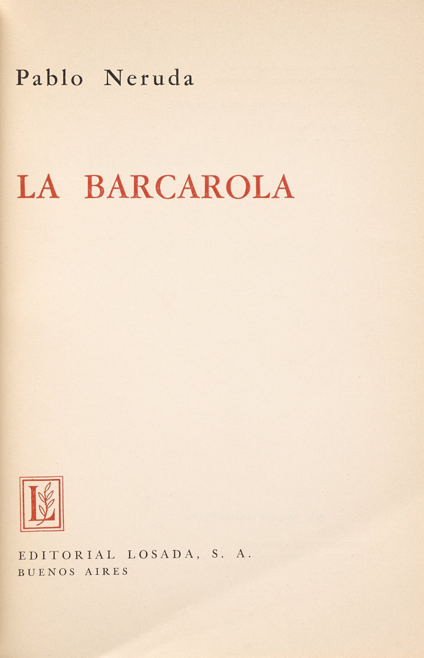 The Barcarolle. Signed and inscribed by the author to the Russian female-poet